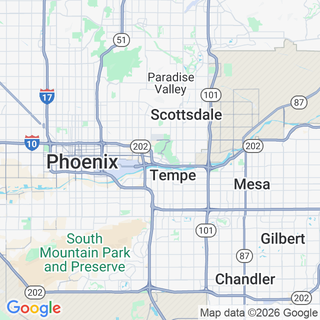 Benson Systems office location map showing Tempe, Arizona area